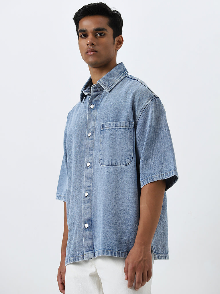 Nuon Blue Boxy-Fit Denim Jacket