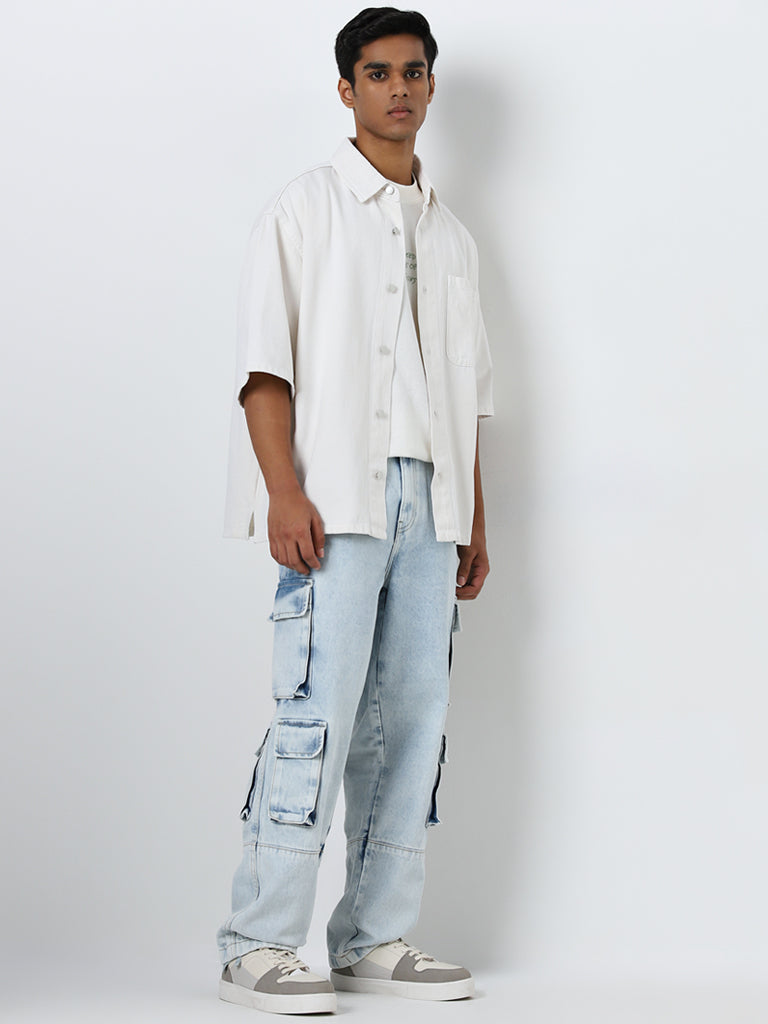 Nuon Off-White Boxy-Fit Denim Jacket