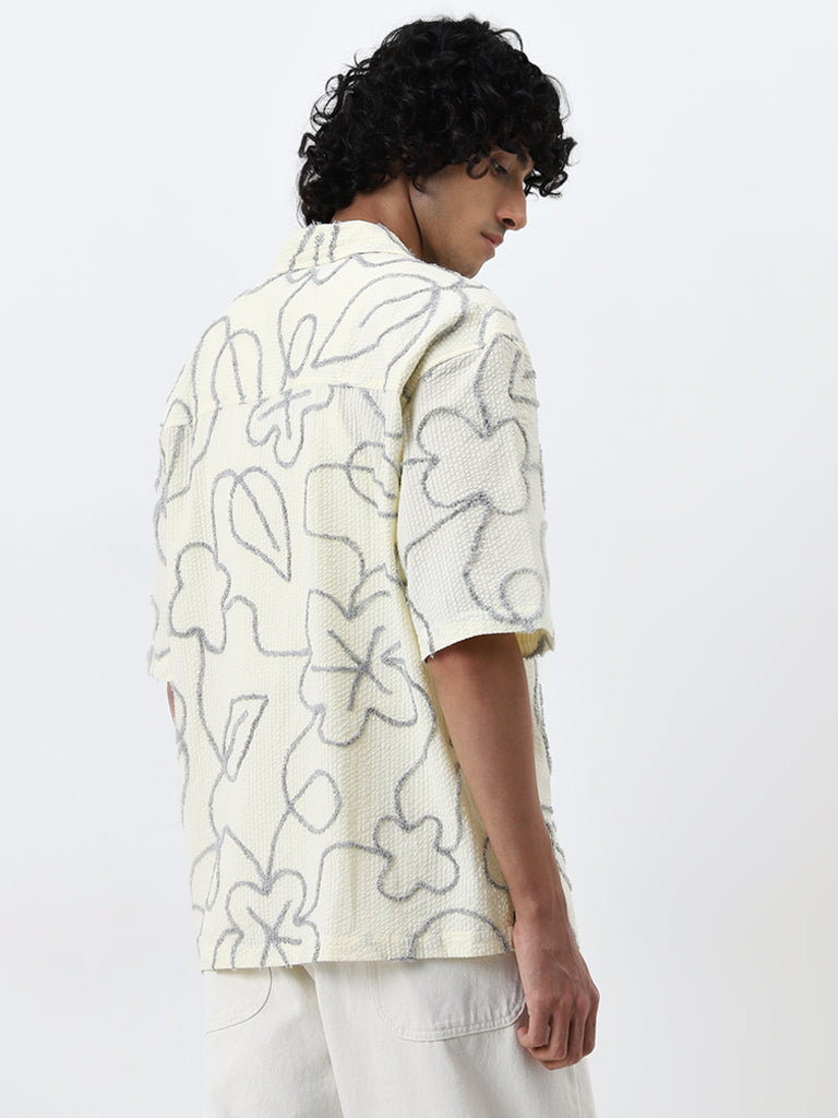 Nuon Yellow Botanical Printed Relaxed-Fit Cotton Shirt