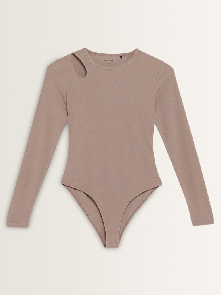 Studiofit Light Brown Cut-Out Detailed Bodysuit