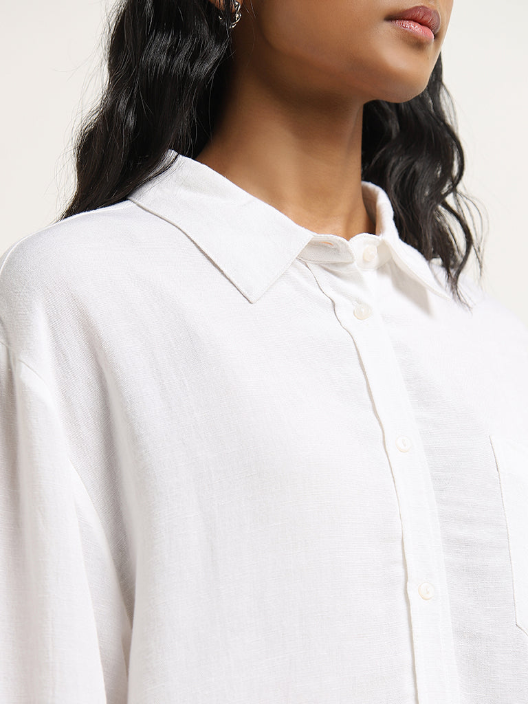 LOV White Solid Cotton Shirt