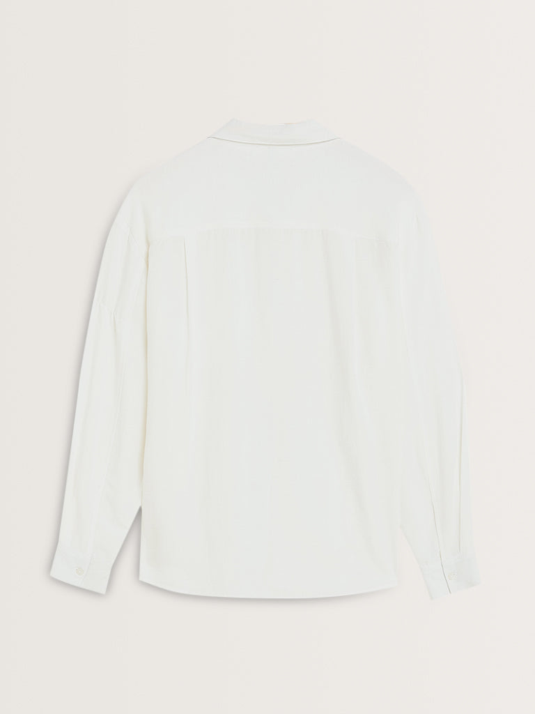 LOV White Solid Cotton Shirt