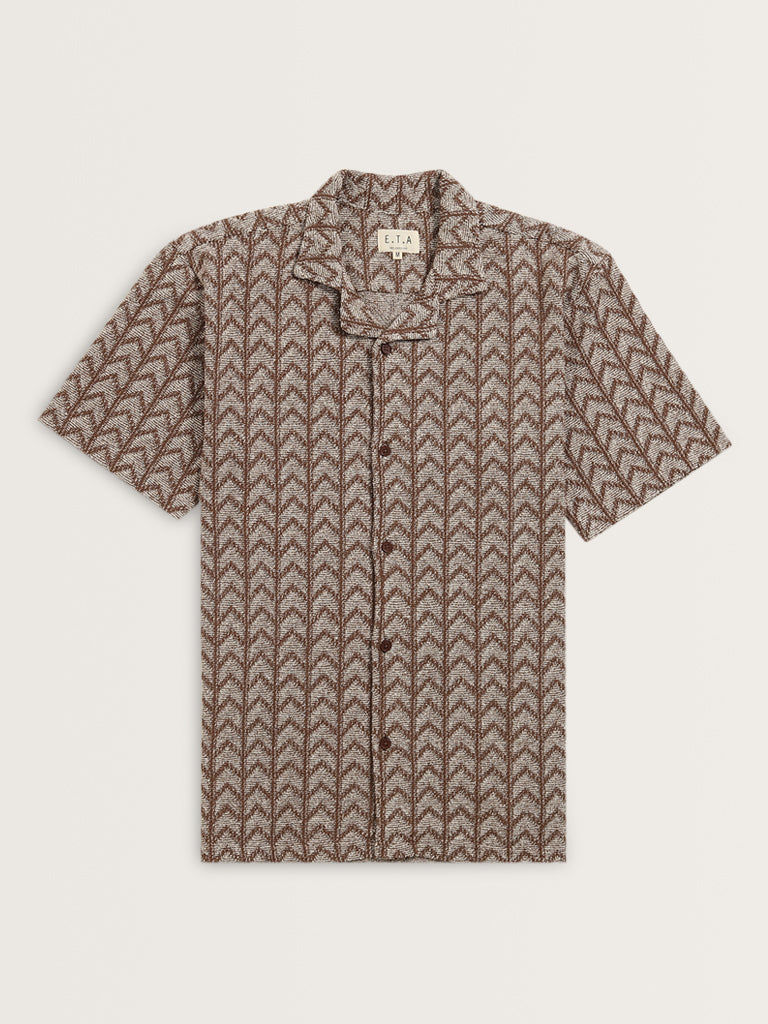 ETA Brown Chevron Printed Relaxed-Fit Shirt