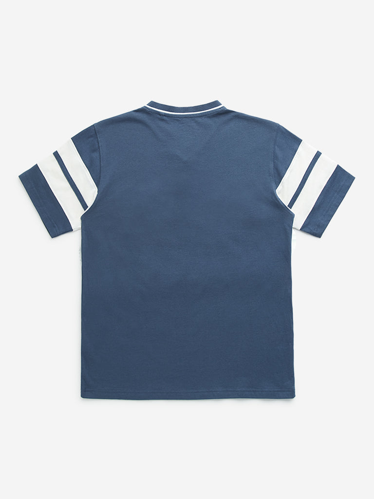 Y&F Kids Dark Blue Numerical Printed Cotton T-Shirt