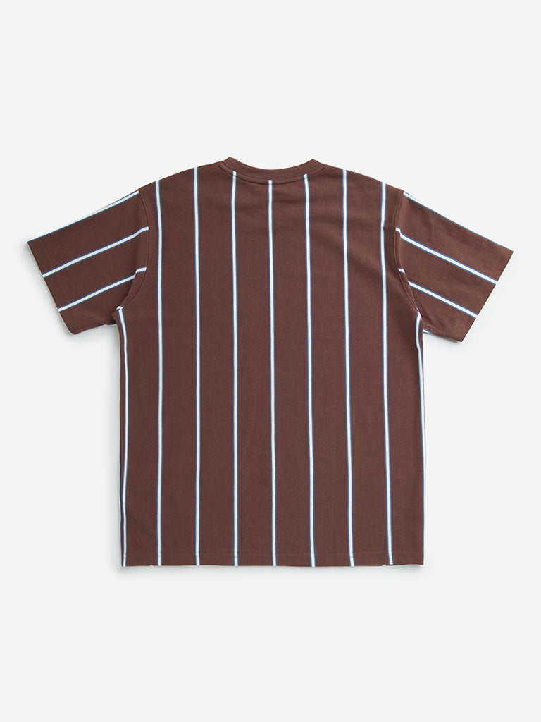 Y&F Kids Brown Stripe Printed T-Shirt