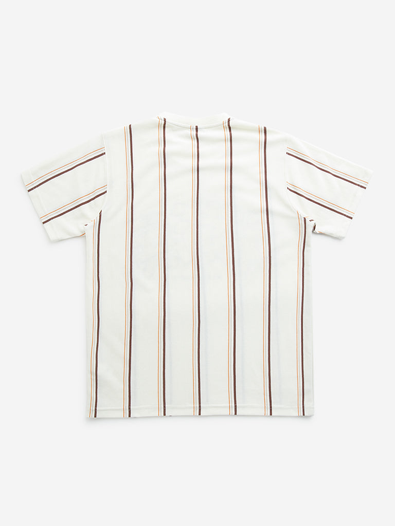 Y&F Kids Off-White Stripe Printed T-Shirt