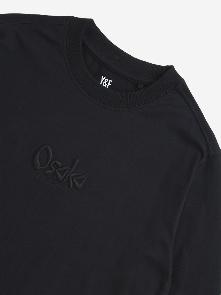 Y&F Kids Black Text Embroidered Cotton T-Shirt