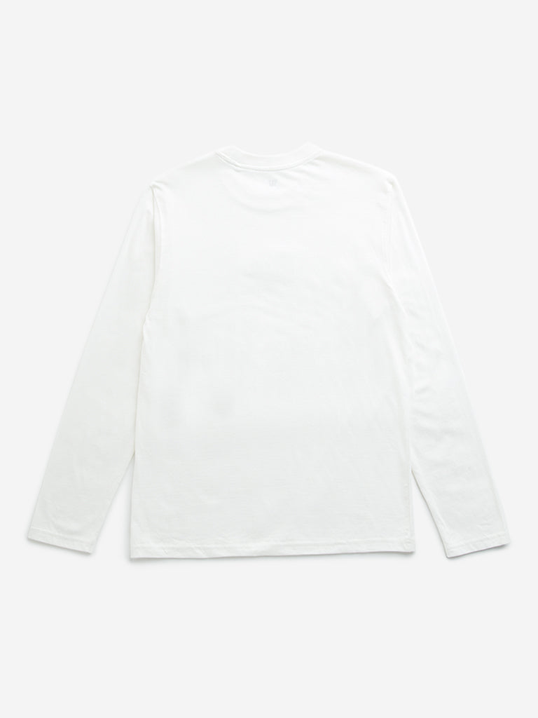 Y&F Kids White Text Embroidered Cotton T-Shirt