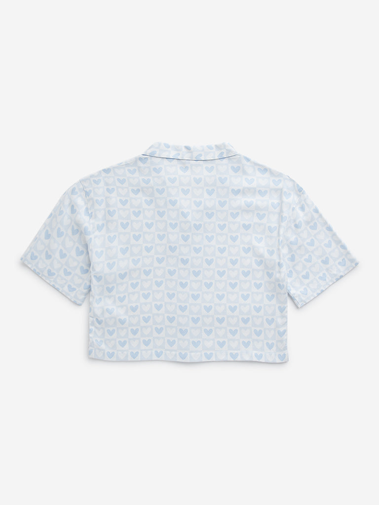 Y&F Kids Blue Heart Printed Shirt