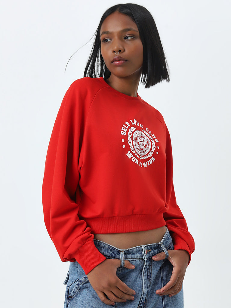 Nuon Red Text Design Sweatshirt