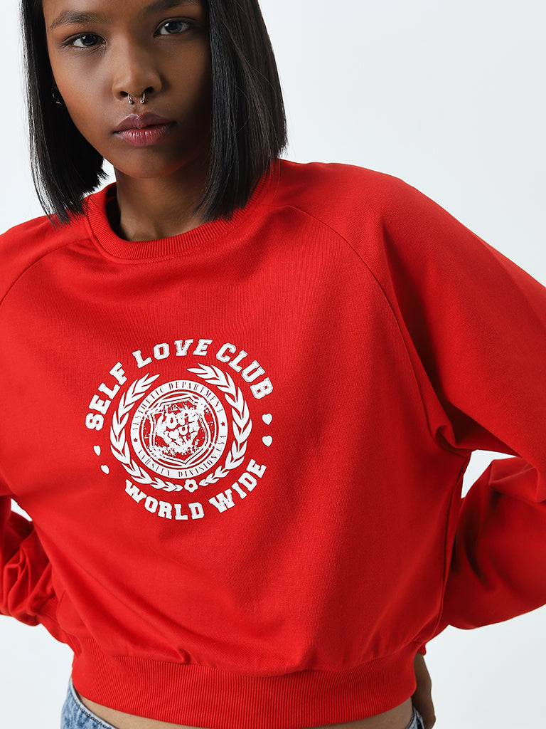 Nuon Red Text Design Sweatshirt