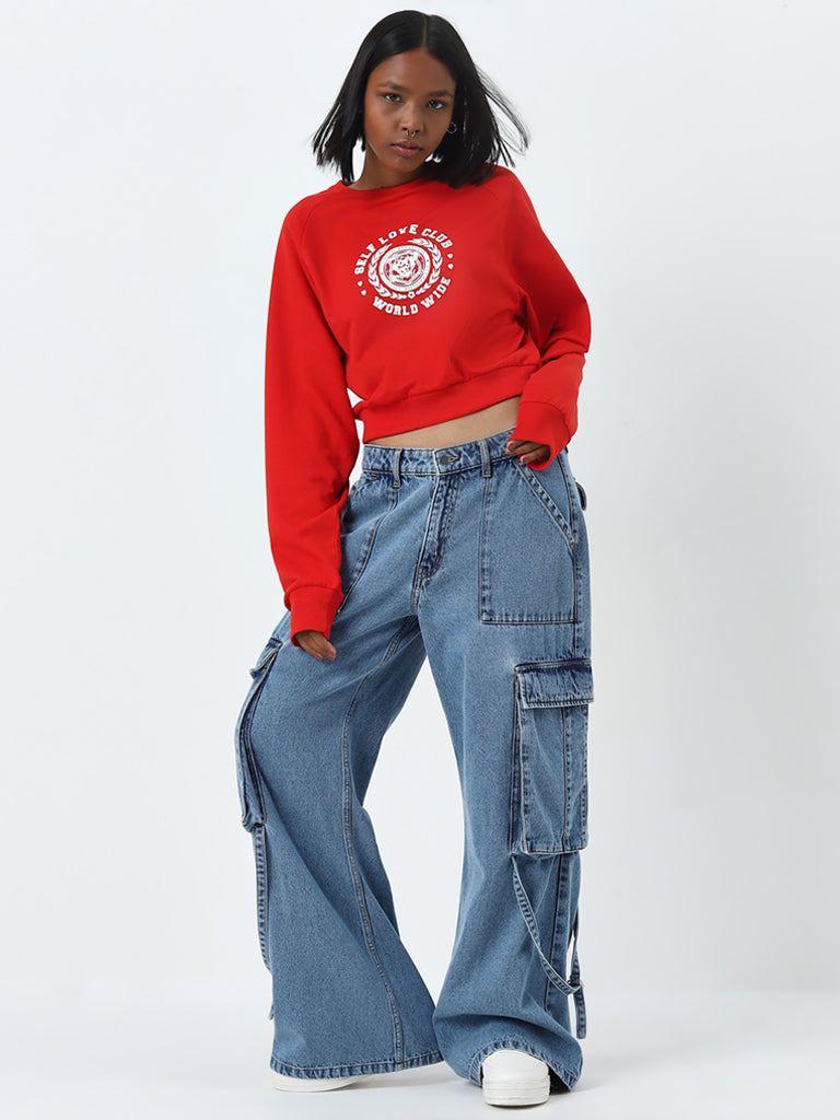 Nuon Red Text Design Sweatshirt