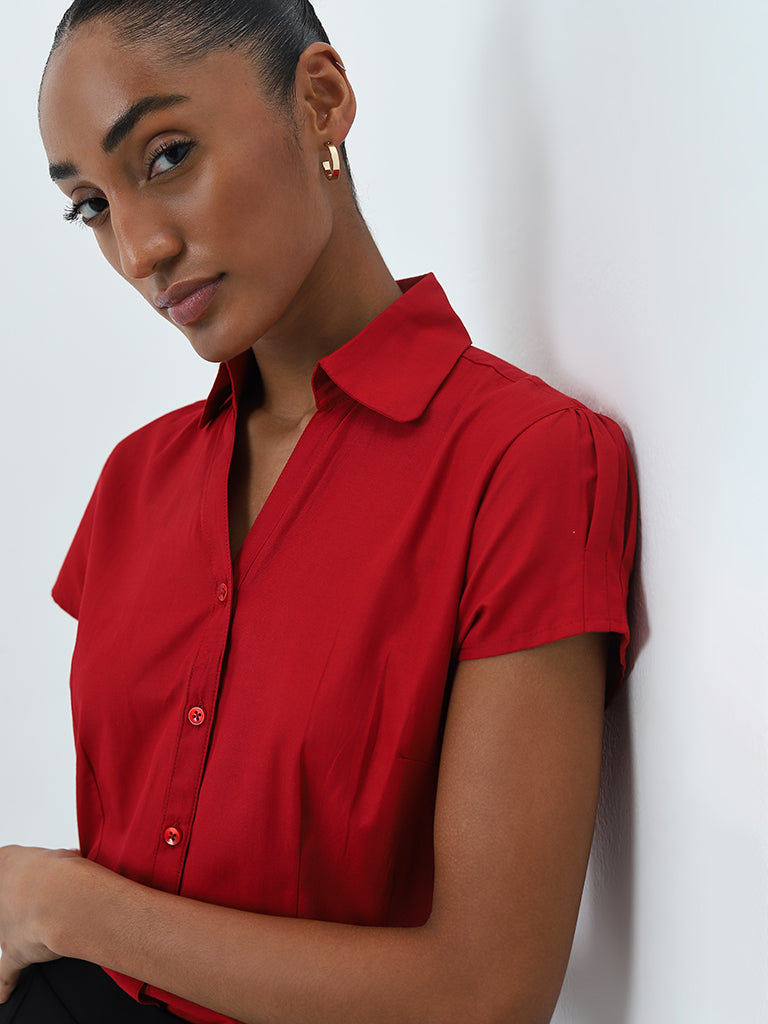 Wardrobe Red Solid Shirt