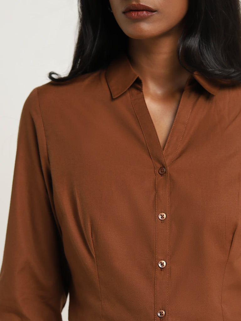 Wardrobe Tan Solid Shirt