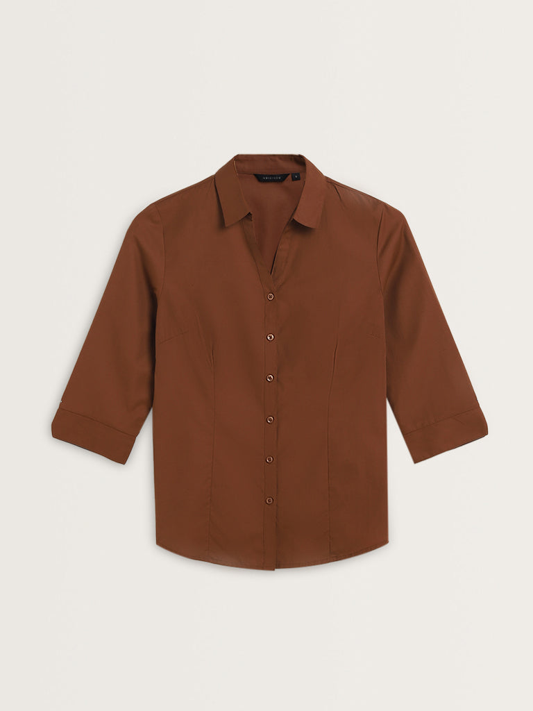 Wardrobe Tan Solid Shirt