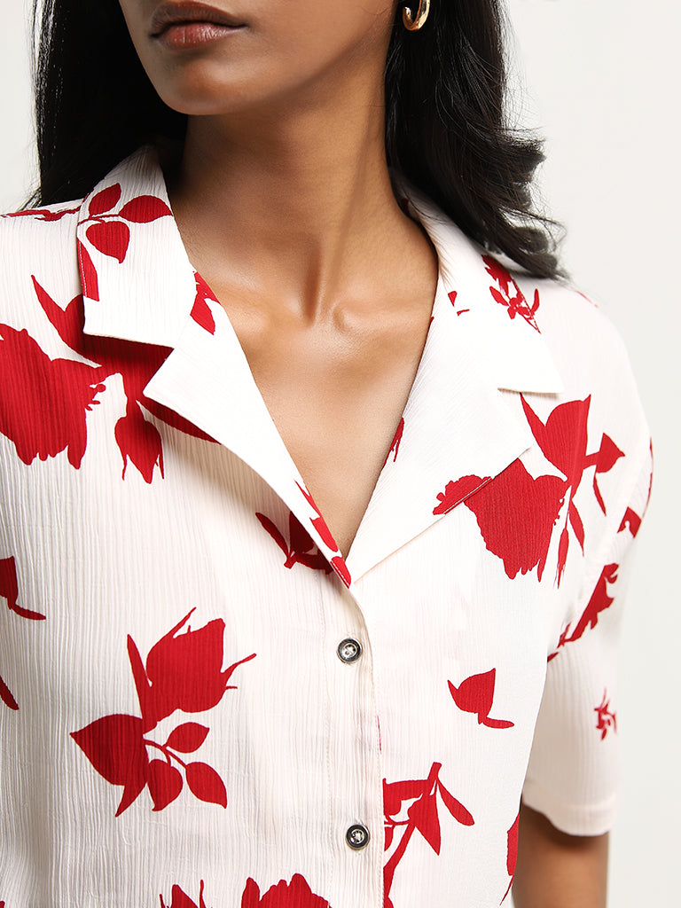 Wardrobe Ivory Floral Printed Shirt