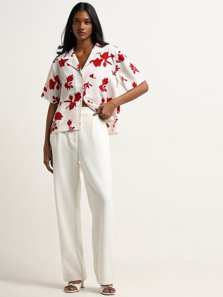 Wardrobe Ivory Floral Printed Shirt