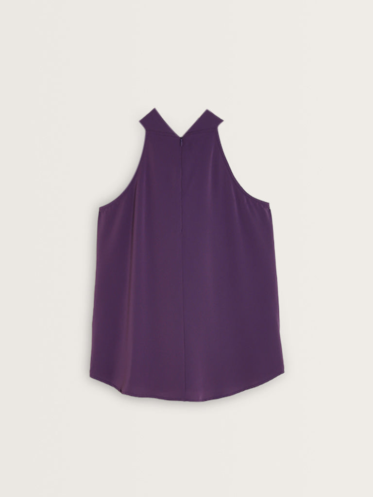 Wardrobe Purple Rosette Detailed Halter-Neck Top