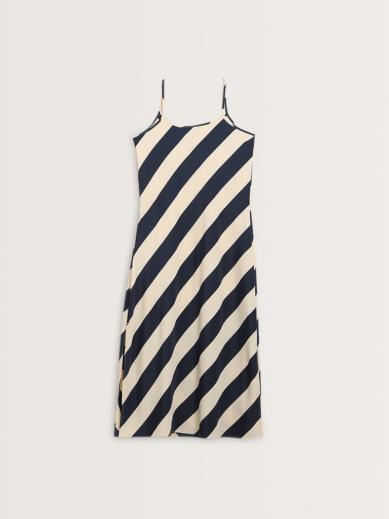 Wardrobe Navy Striped Design Slip Dress