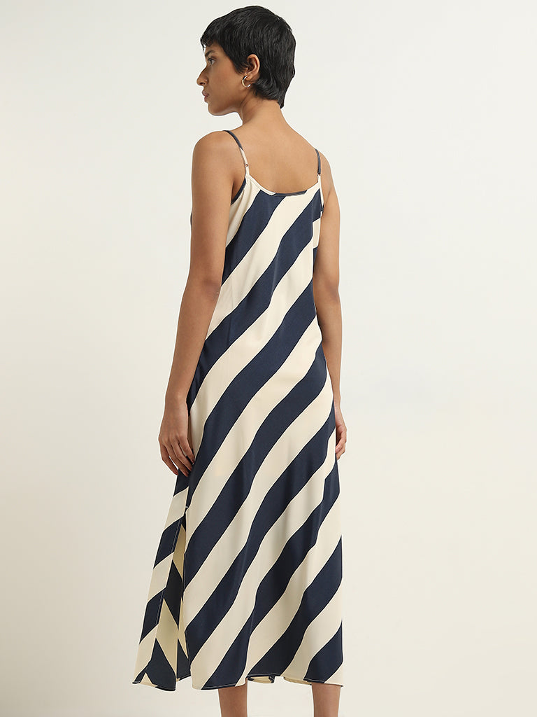 Wardrobe Navy Striped Design Slip Dress