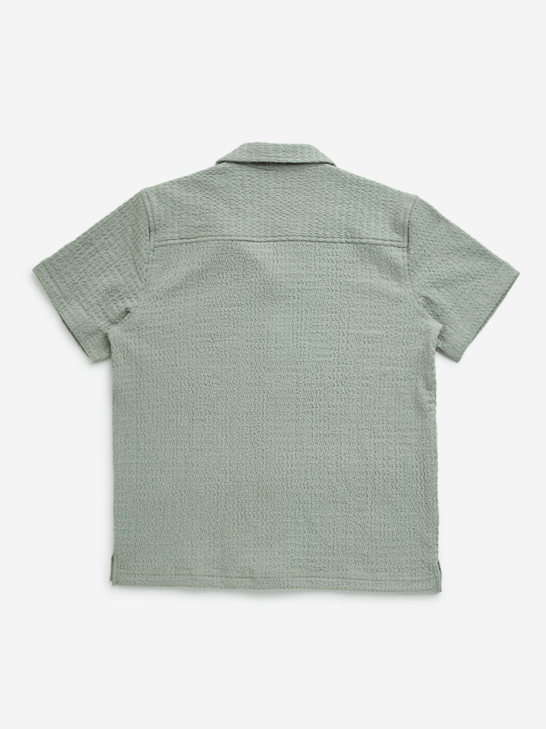 Y&F Kids Sage Self-Textured Resort-Fit Shirt