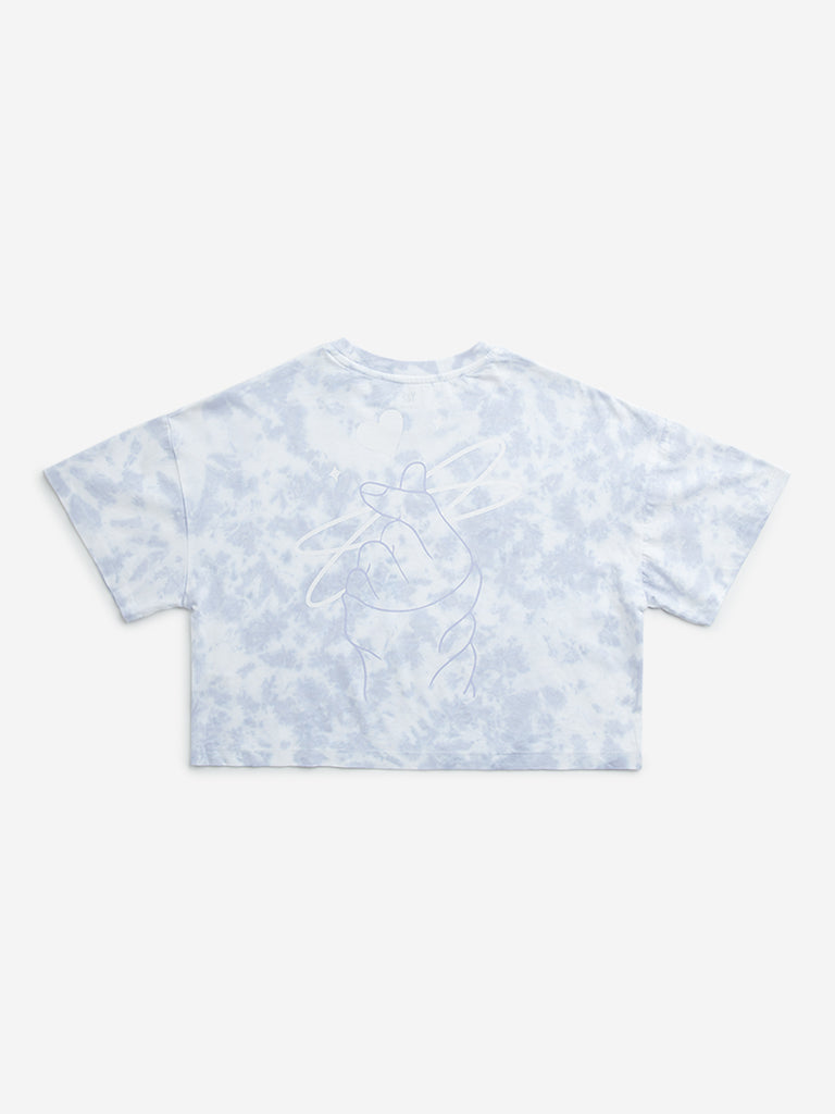 Y&F Kids Lilac Tie-Dye Printed Cropped Cotton T-Shirt