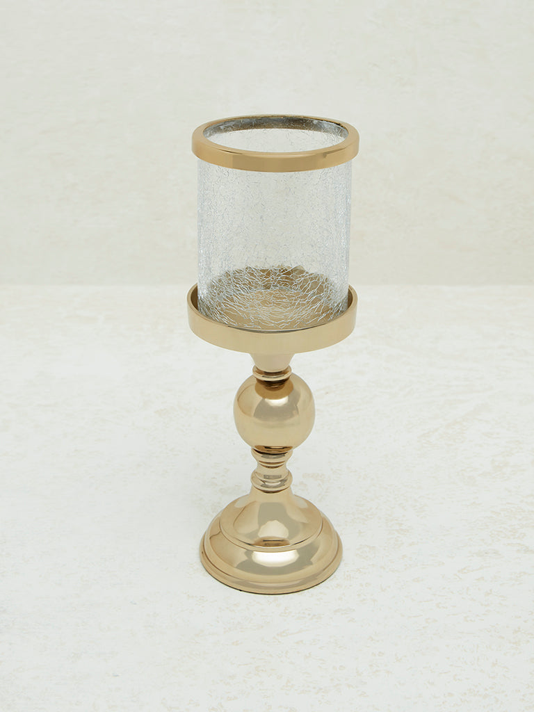 Westside Home Gold Candle Stand with Glass Holder - Small