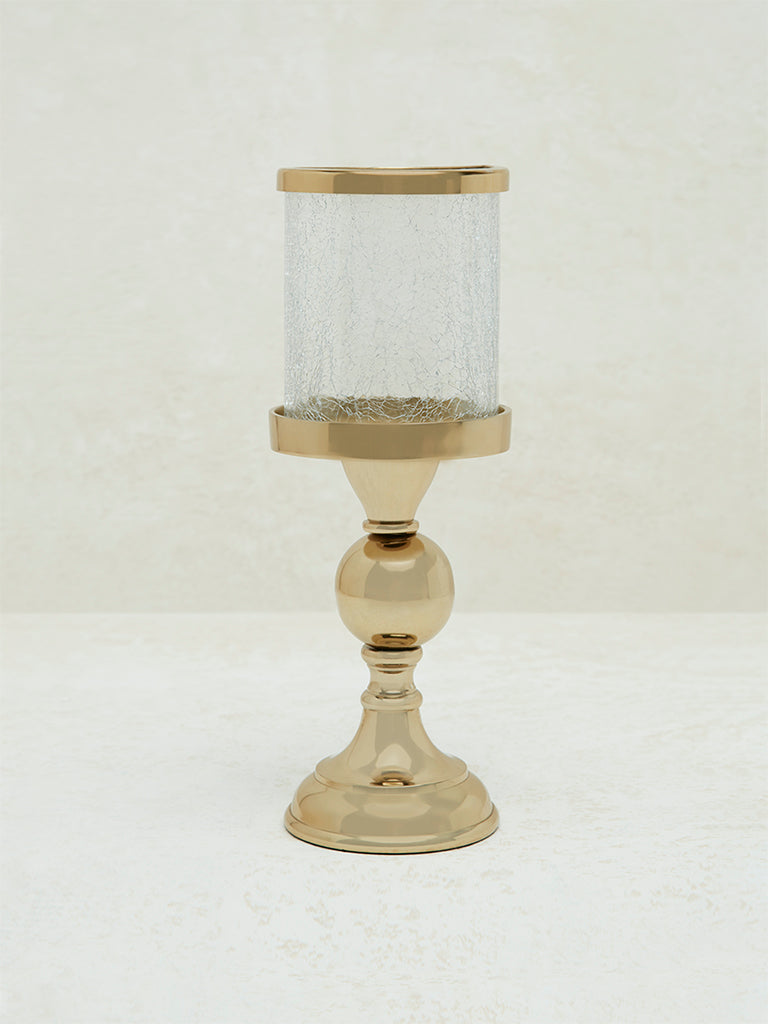 Westside Home Gold Candle Stand with Glass Holder - Small