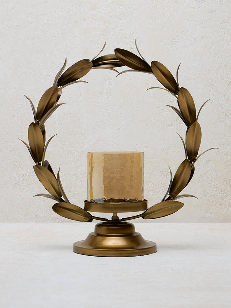 Westside Home Dull Gold Wreath Candle Stand