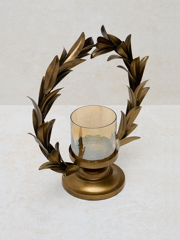 Westside Home Dull Gold Wreath Candle Stand