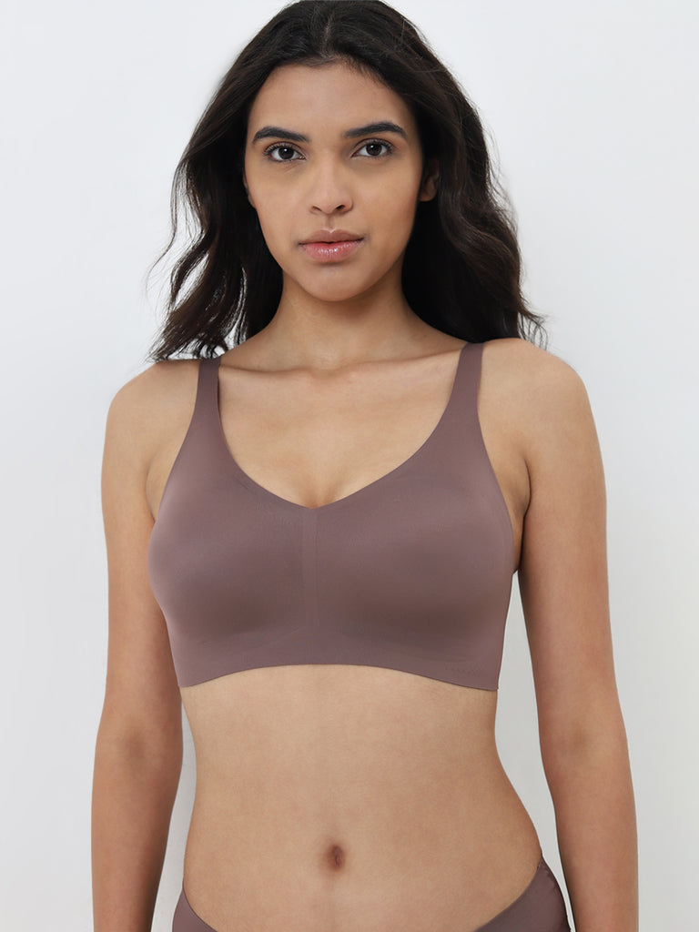 Wunderlove Brown Seamfree Invisible Padded Cotton Bra