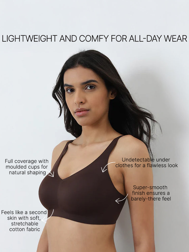 Wunderlove Dark Brown Padded Invisible Full Coverage Bra