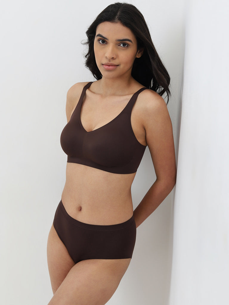 Wunderlove Dark Brown Padded Invisible Full Coverage Bra