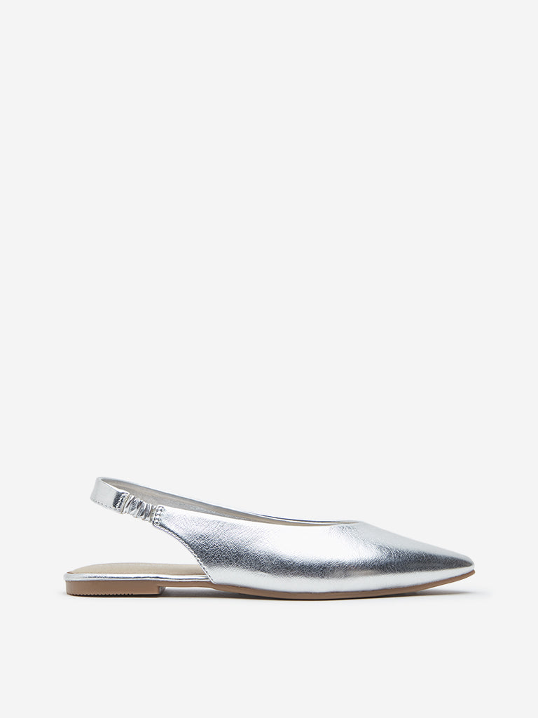 LUNA BLU Silver Slingback Shoes