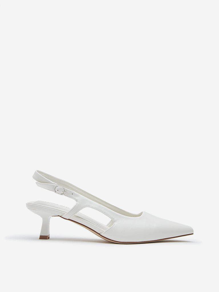 LUNA BLU Ivory Cut-Out Detailed Slingback Shoes