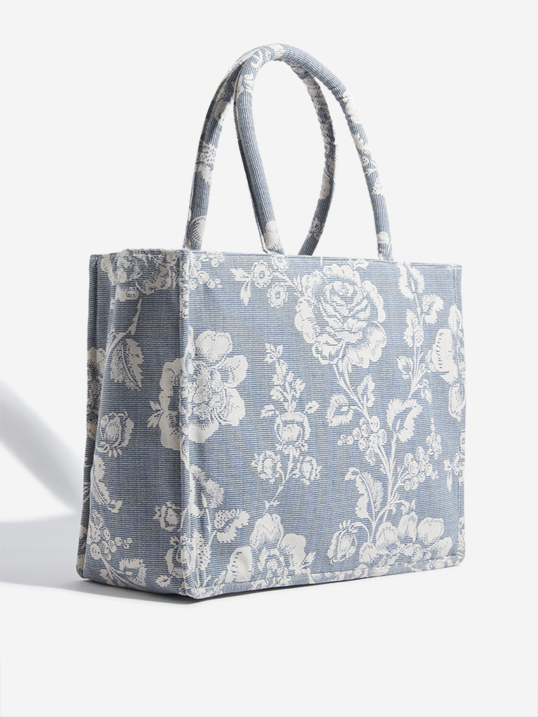 Westside Light Blue Floral Tote Bag