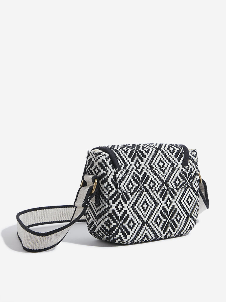 Westside Black & White Geometric Crossbody Bag