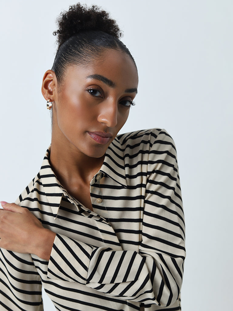 Wardrobe Beige Striped Shirt