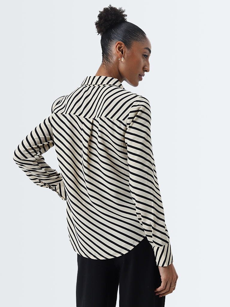 Wardrobe Beige Striped Shirt