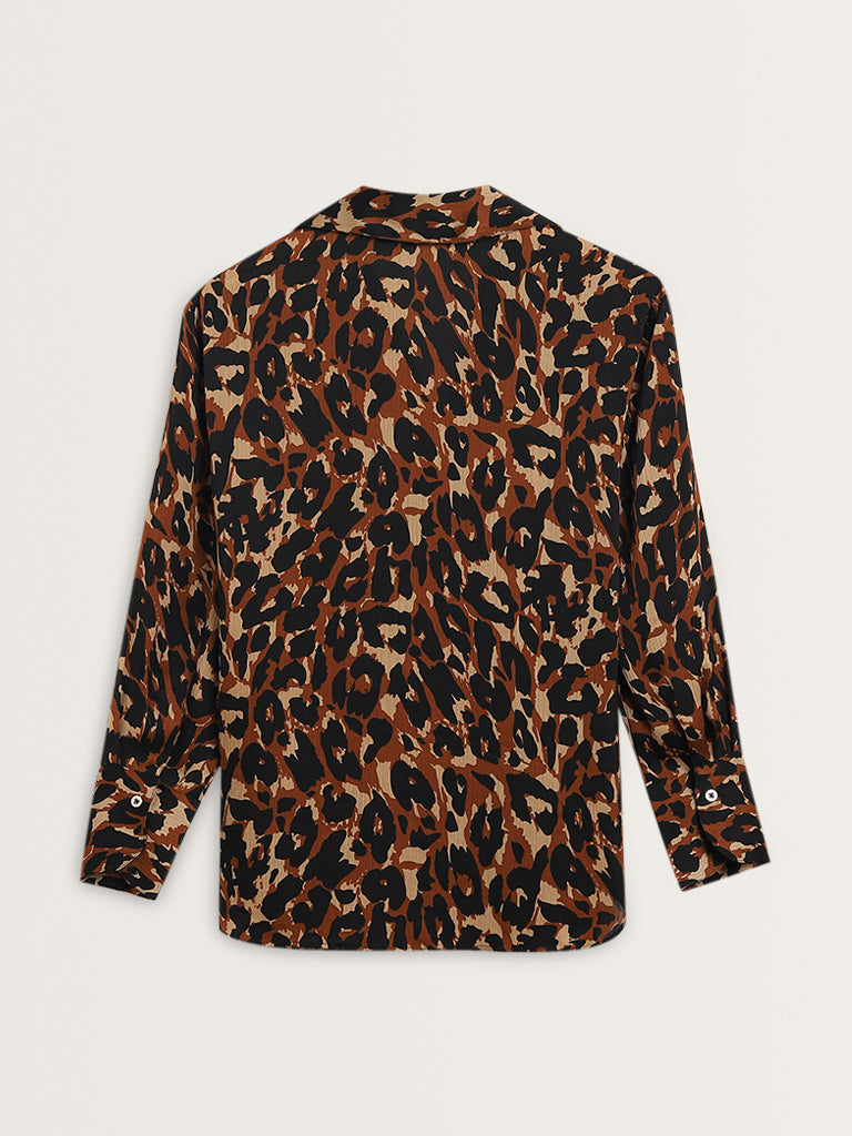 Wardrobe Brown Animal Print Shirt