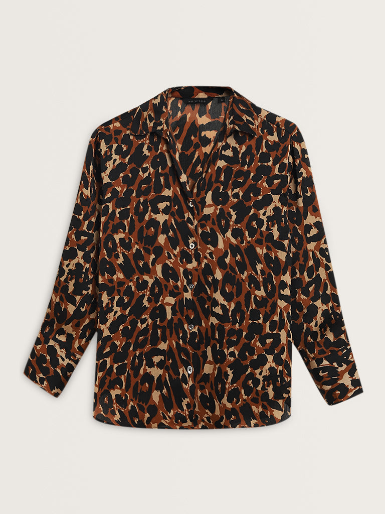 Wardrobe Brown Animal Print Shirt