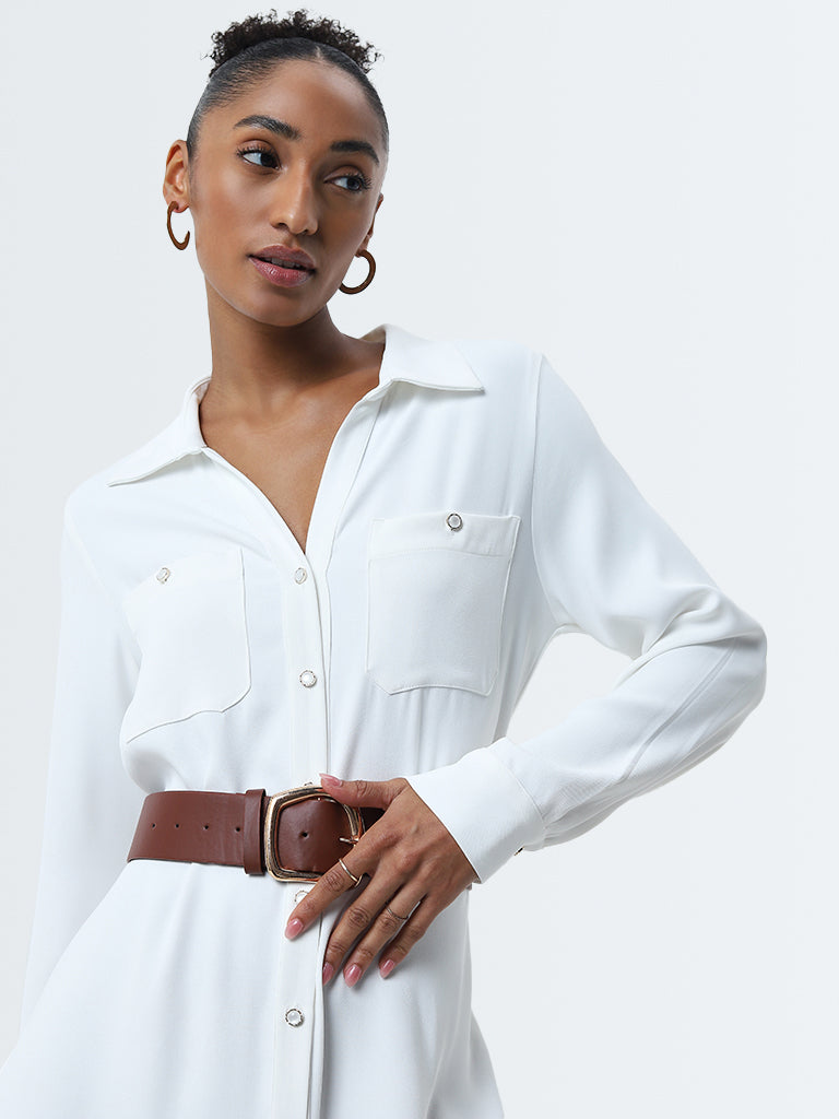 Wardrobe Ivory Shirt Dress with Belt