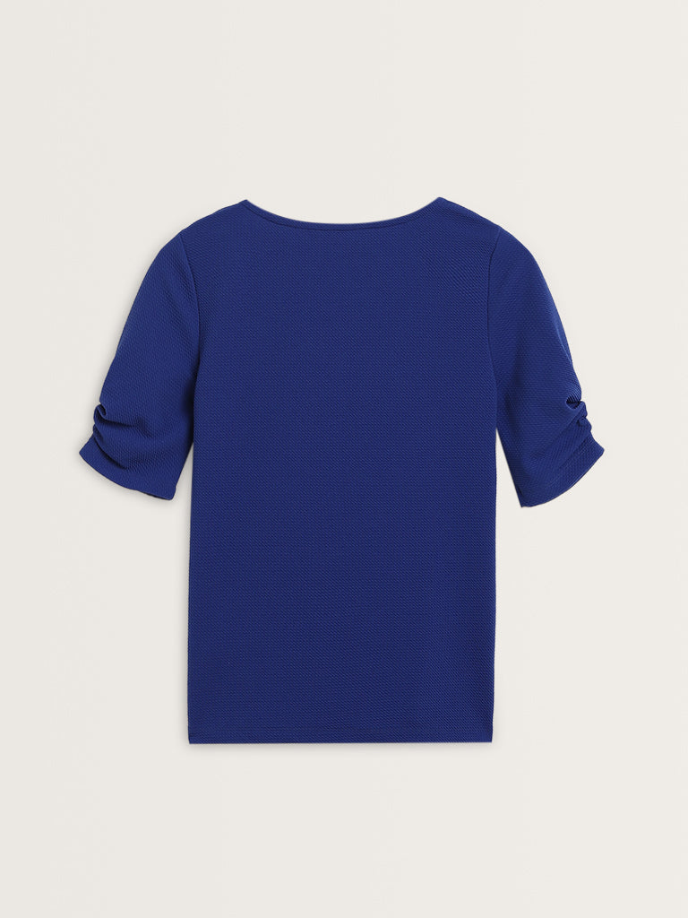 Wardrobe Blue Self-Textured Top