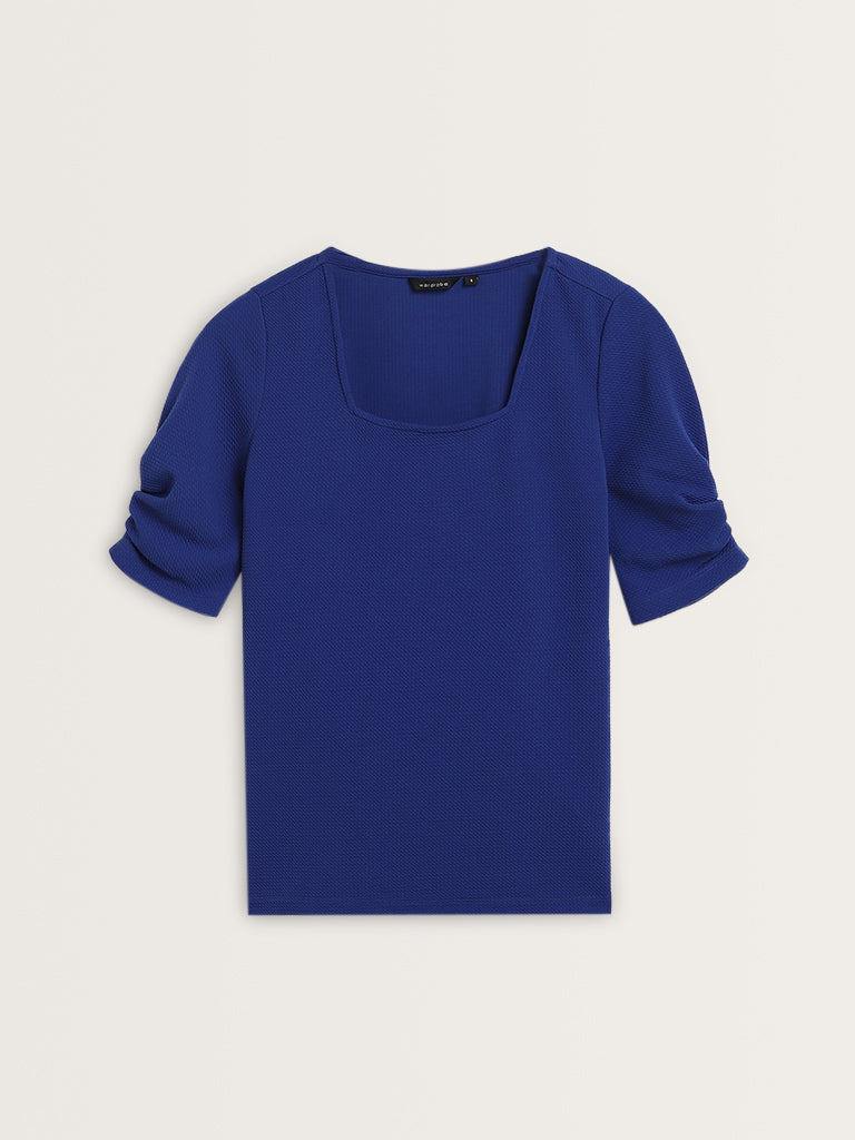 Wardrobe Blue Self-Textured Top