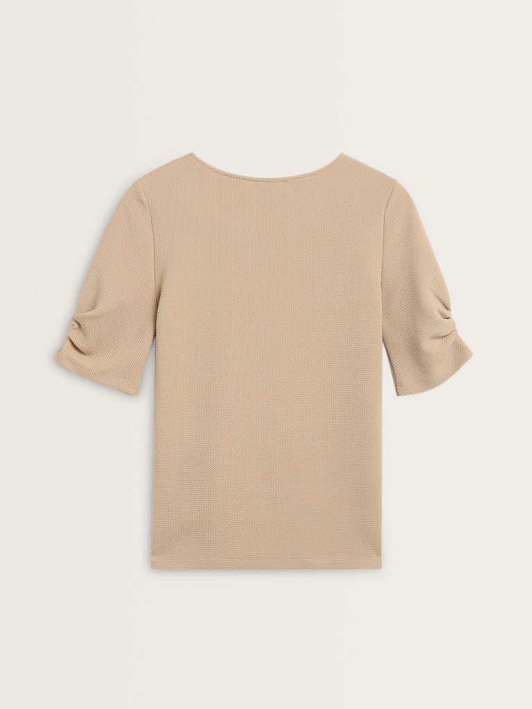 Wardrobe Beige Self-Textured Top