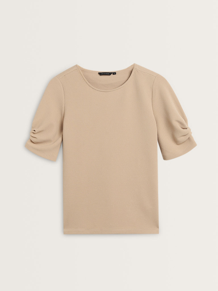 Wardrobe Beige Self-Textured Top