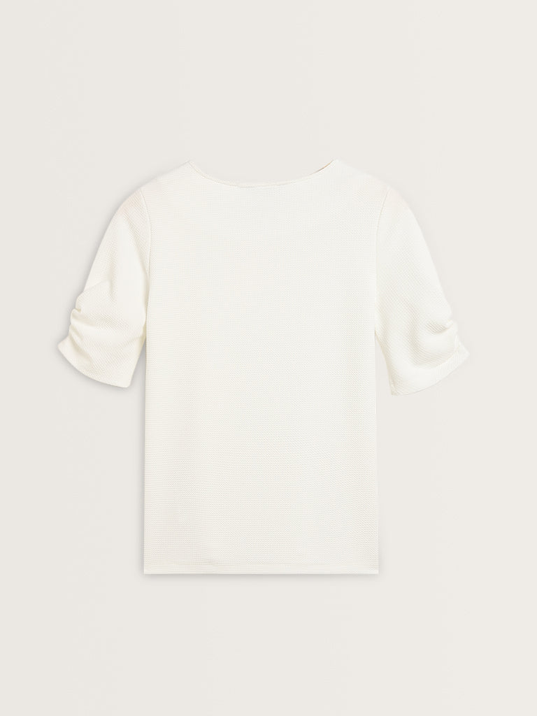 Wardrobe White Self-Textured Top