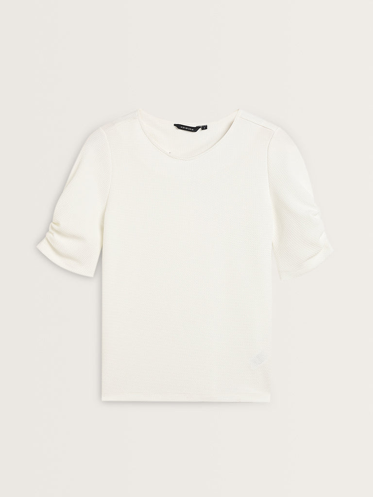 Wardrobe White Self-Textured Top