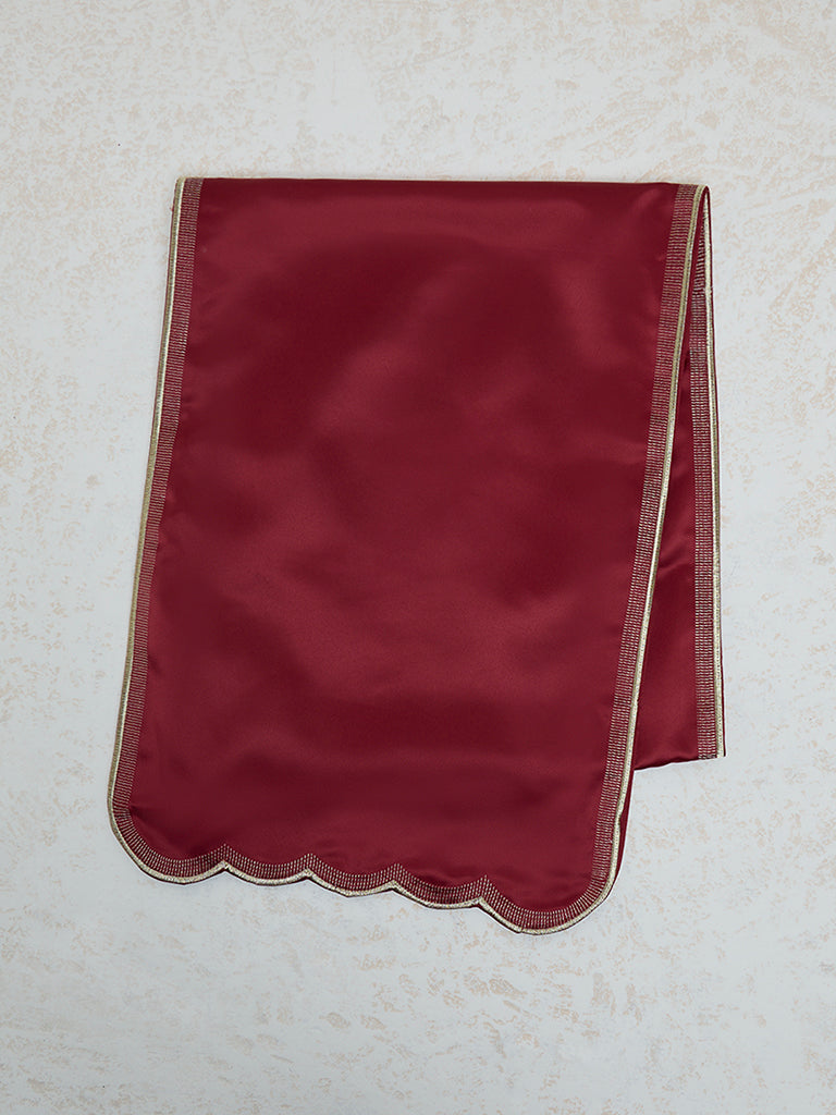 Westside Home Maroon Embroidered Table Runner