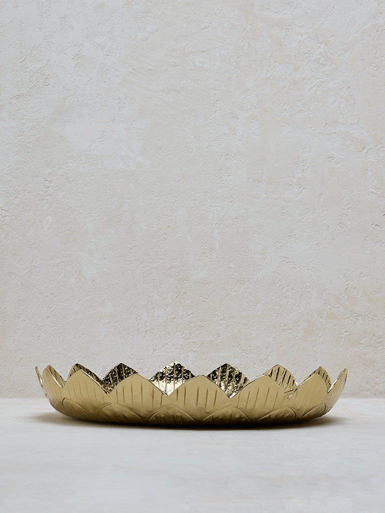 Westside Home Gold Lotus Design Serving Platter- Small